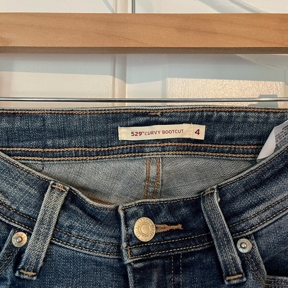 Levi's | 529 Curvy Bootcut Denim Jeans Midwash Western Cotton Size 4 - Picture 4 of 10